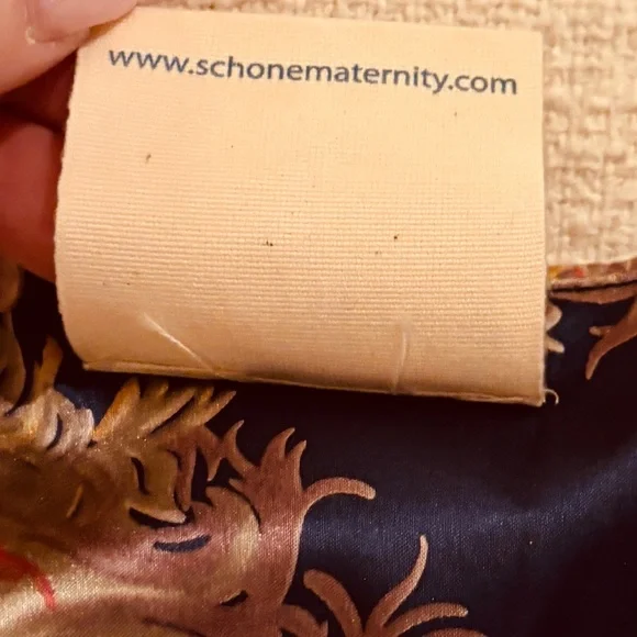 Schone Maternity Feather Blue Mini Dress w Orange Belt NEW Women’s Size L - Picture 5 of 10